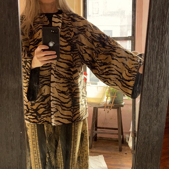 Tiger striped Boho faux fur lightweight jacket - Picture 7 of 8